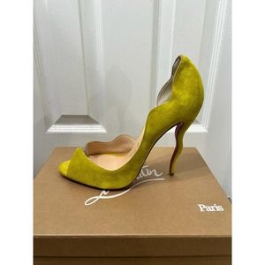 Christian Louboutin Deepik Wavy 120 Heels Yellow Mimosa Red Bottom 41 11